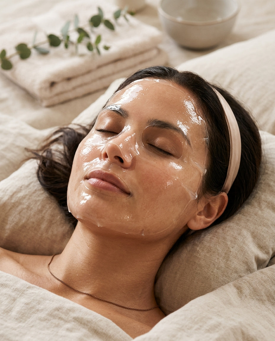 Woman wearing Cloudskin Bio-Collagen Overnight Mask