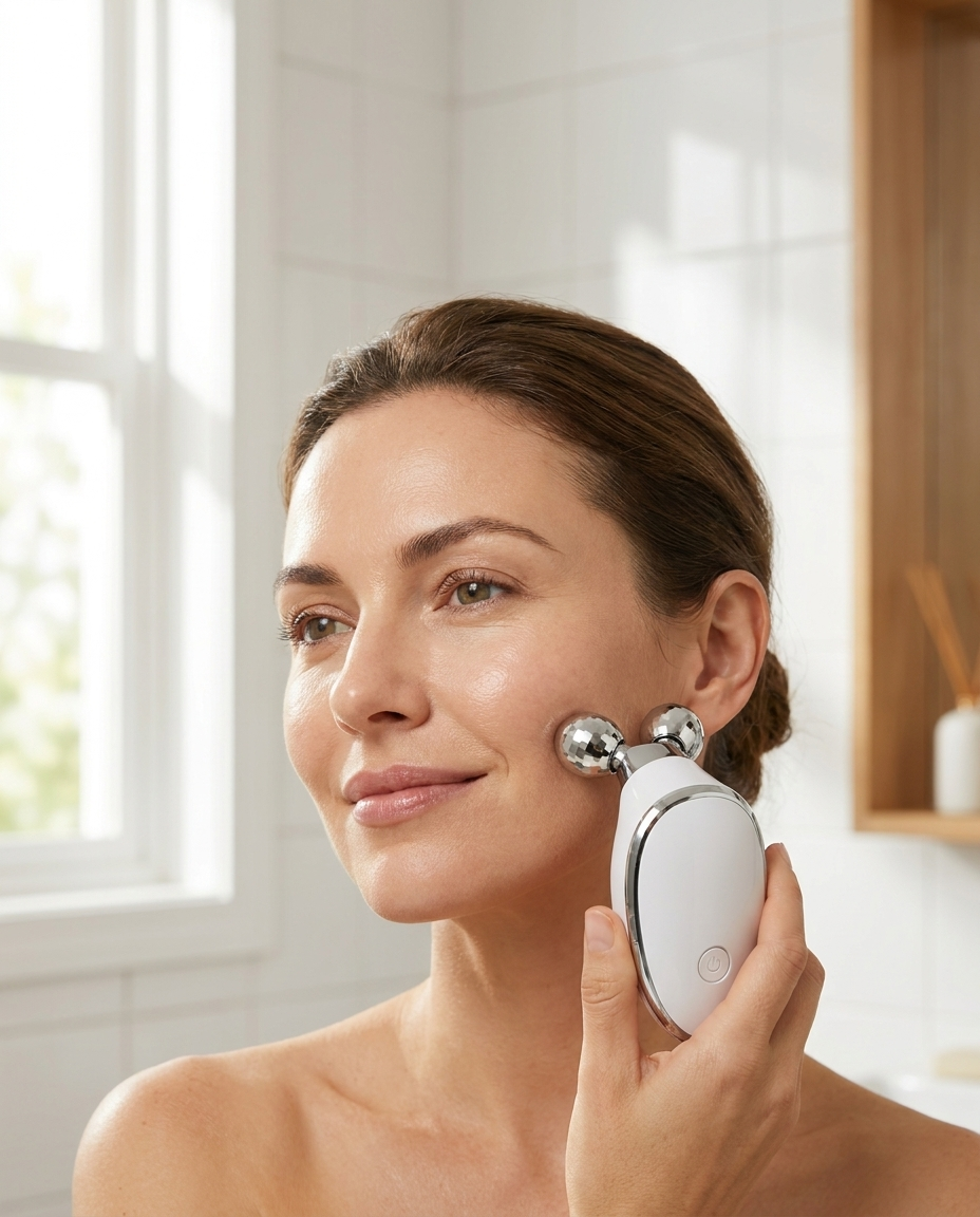Microcurrent Face Sculptor in use